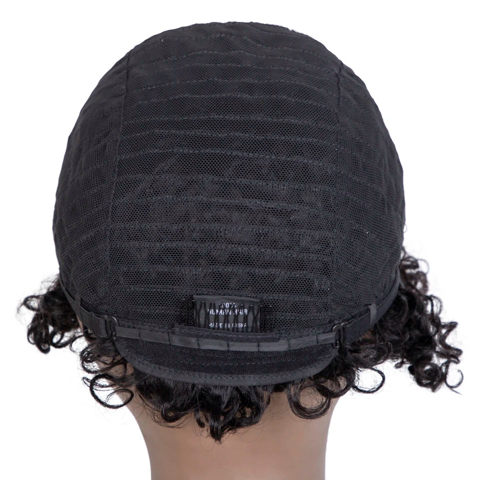 Lekker 99j Burg Red Short Pixie Cut Afro Kinky Curly Bob Human Hair Wigs For Women Brazilian Remy Hair Ready to Wear Colored Wig