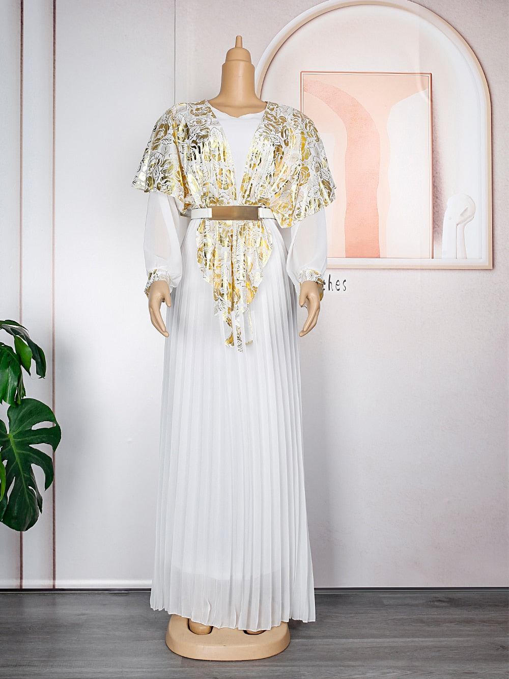 Chiffon Dresses Women Plus Size Evening Party Long Dress Dashiki Print Muslim Abaya Kaftan