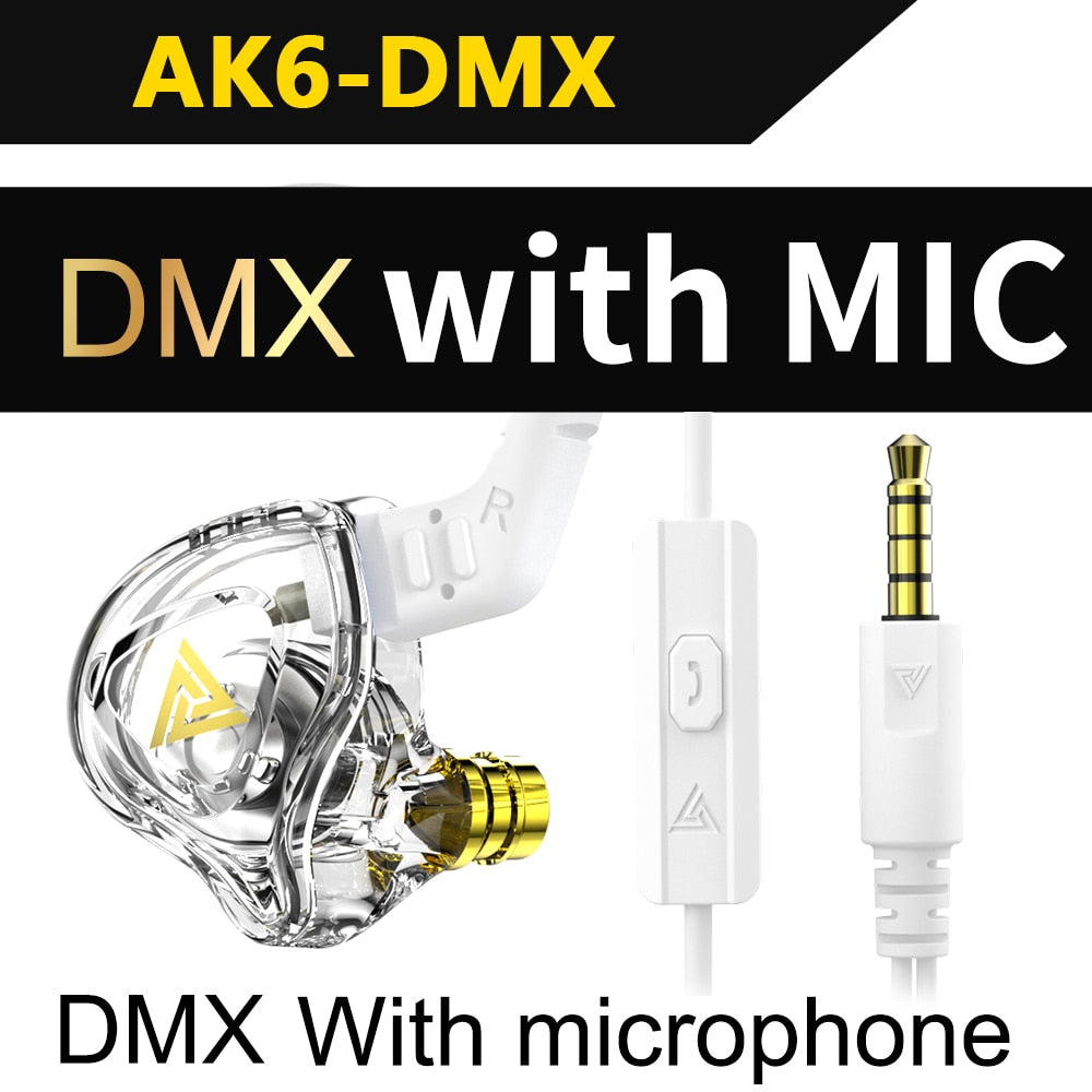 Original QKZ AK6 Copper Driver HiFi Wired Earphone Sport Running Headphones Bass Stereo Headset Music Earbuds fone de ouvido