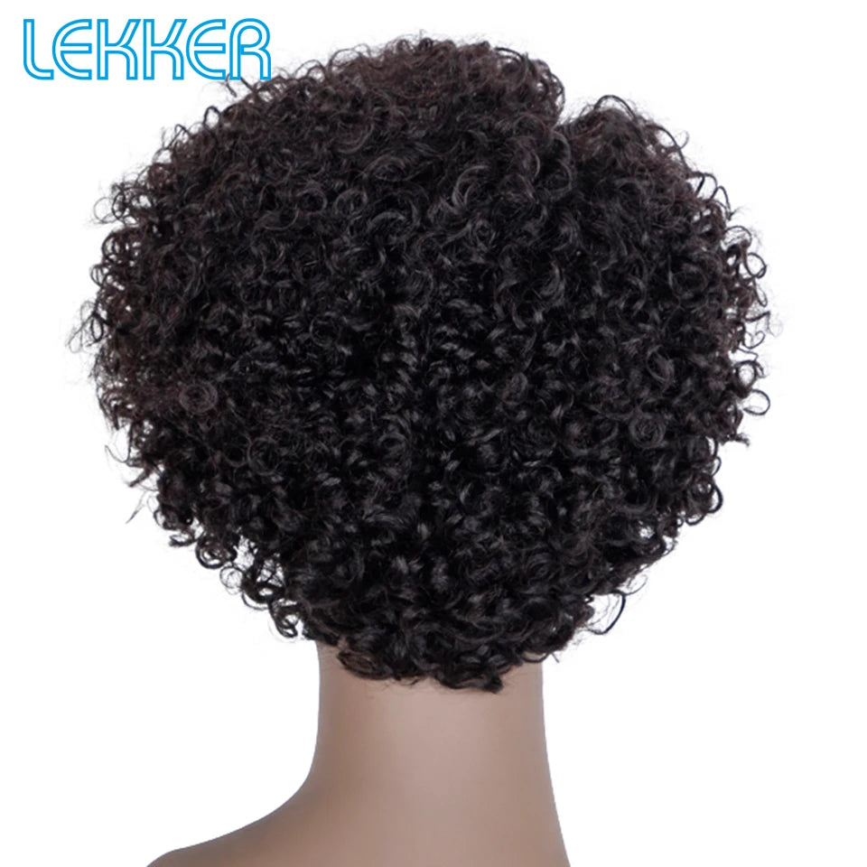 Lekker 99j Burg Red Short Pixie Cut Afro Kinky Curly Bob Human Hair Wigs For Women Brazilian Remy Hair Ready to Wear Colored Wig