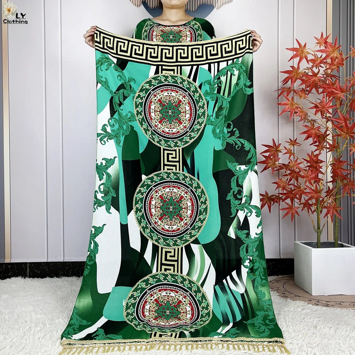 Women Short Sleeve Cotton Loose Femme Robe Dresses With Big Scarf