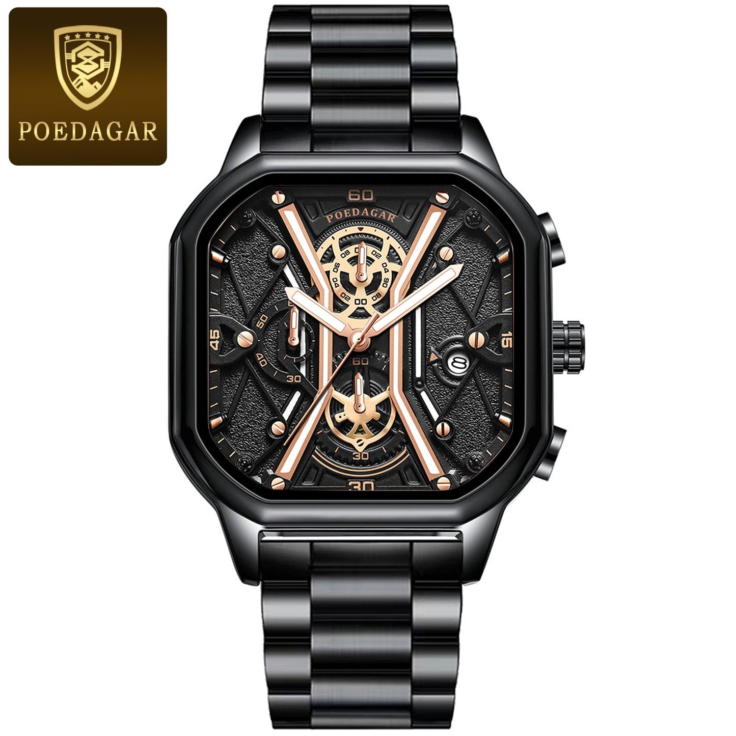 BeniSap Fashion Men Wristwatches Luxury Chronograph Luminous Waterproof Date Man Watch Square