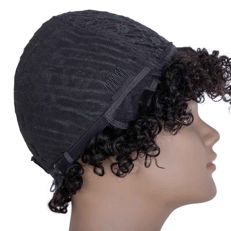 Lekker 99j Burg Red Short Pixie Cut Afro Kinky Curly Bob Human Hair Wigs For Women Brazilian Remy Hair Ready to Wear Colored Wig