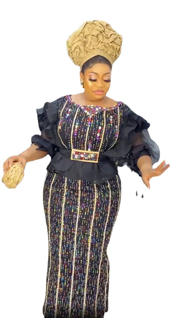 Dashiki Dresses Women Elegant Luxury Velvet Evening Gowns Plus Size Turkey Long Maxi Party Dress