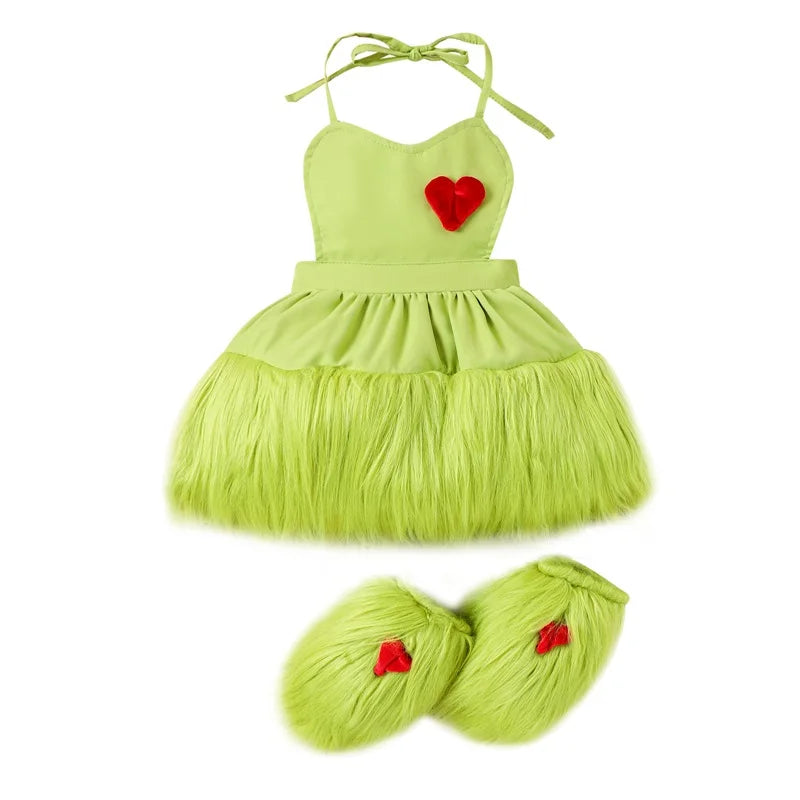 2Pcs Baby Girl Clothes Christmas Dress Green / 6M 2Pcs Baby Girl Clothes Christmas Dress Green / 6M