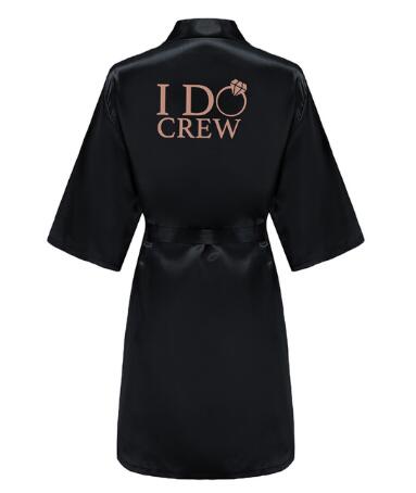I DO Women Wedding Satin Dressing Gown Personalized Custom Name Bathobe Bridal Party Robes Bridesmaid Robes gift