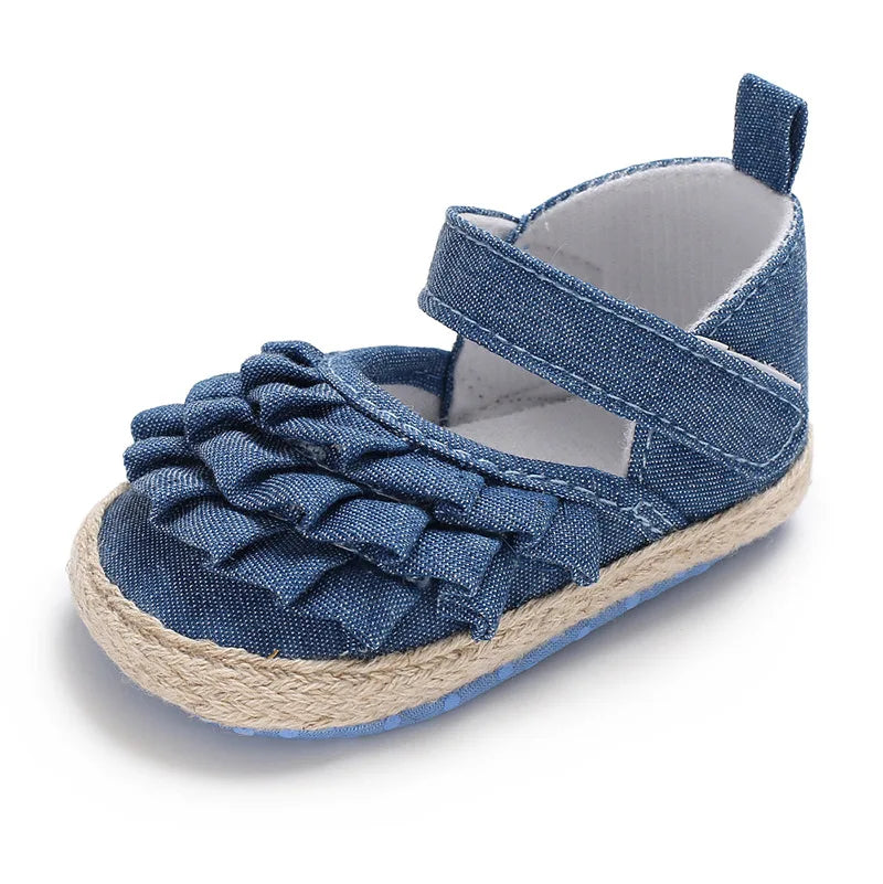 Baby Girls Shoes Spring Autumn Flat Soft Sole Anti-Slip Toddler First Walking Crib Shoe for 0-18 Months