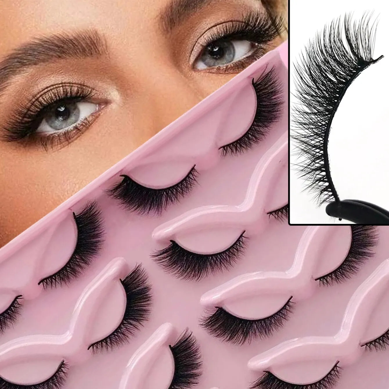 Ten Pairs of Slanted Cat-eye Thick False Eyelashes