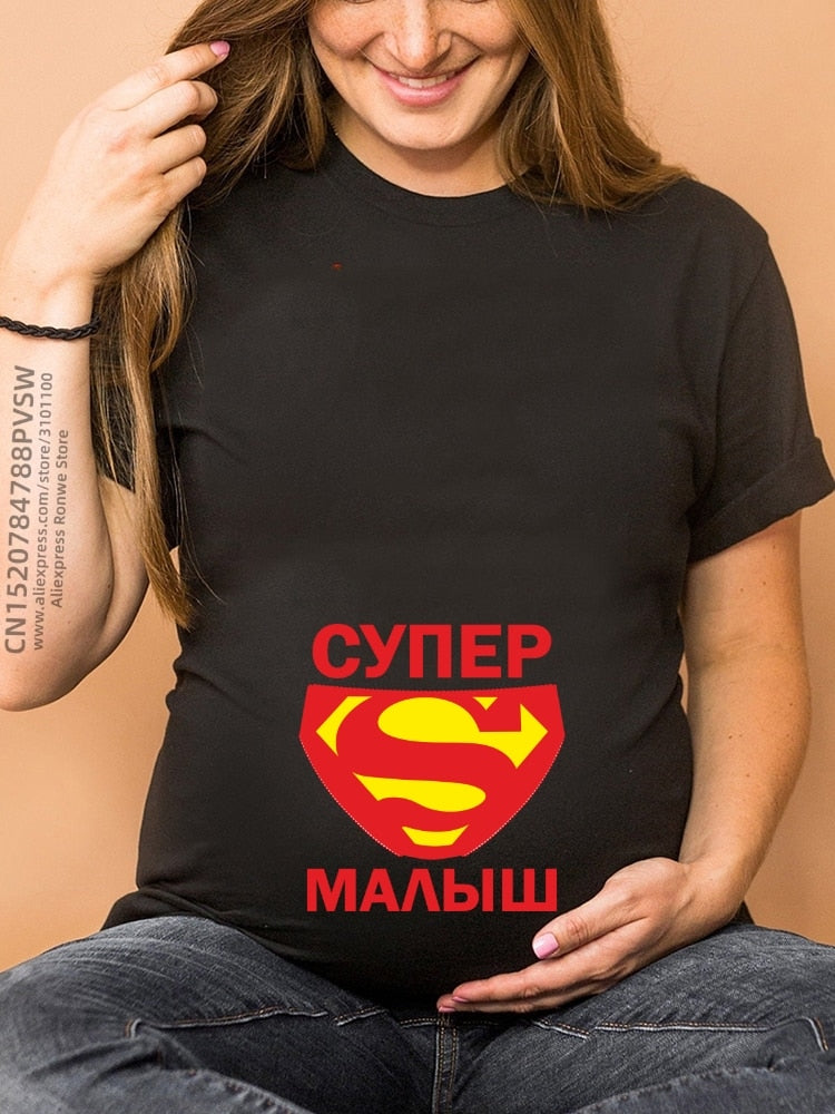 Maternity Clothes Casual Pregnancy T Shirts Baby Print Funny Women Summer Tees Tops White