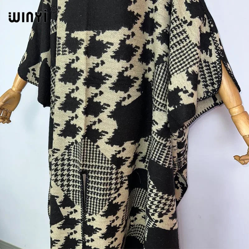 WINYI Retro print Comfort Warm fashion kaftan Holiday dress Elegant Africa Women Boho party winter clothes for women long dress