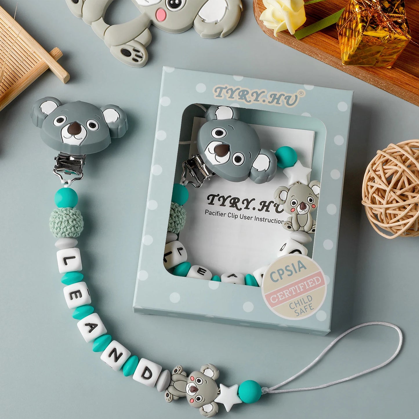 Silicone Baby Pacifier Clip Personalised Name