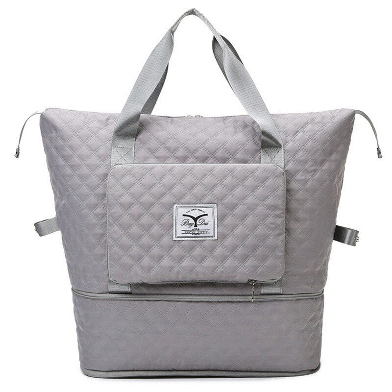 Foldable Travel Bag Wet Dry Separation Waterproof Handbag Lingge Large Capacity Solid Tote Bag Women Gym Yoga Shoulder Bags