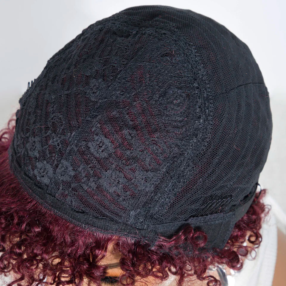 Lekker 99j Burg Red Short Pixie Cut Afro Kinky Curly Bob Human Hair Wigs For Women Brazilian Remy Hair Ready to Wear Colored Wig