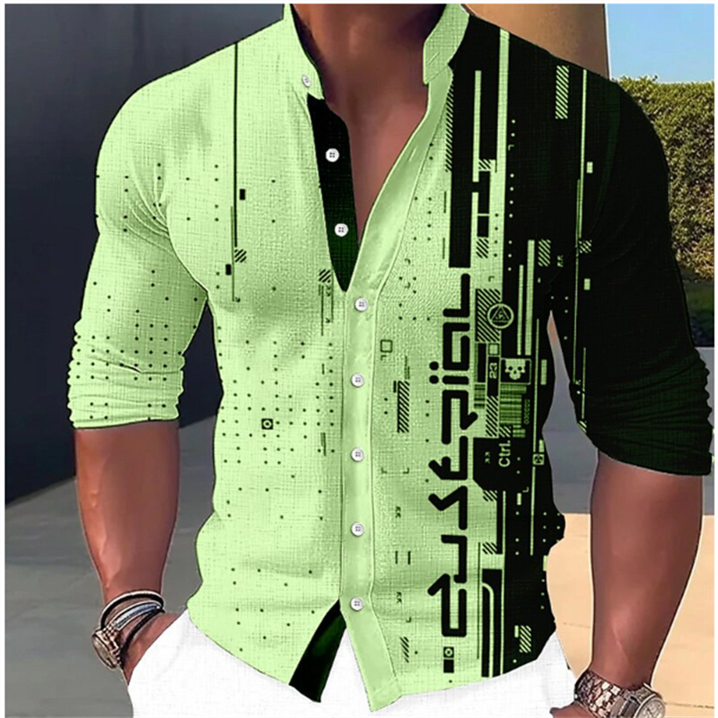 Fashion 3D Printed Collar Shirts Men's Tops Casual Outdoor Party Soft Comfortable Fabric Button Tops