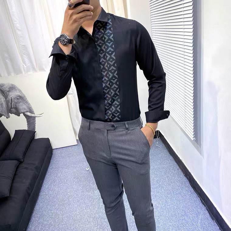 printed long sleeve shirt men