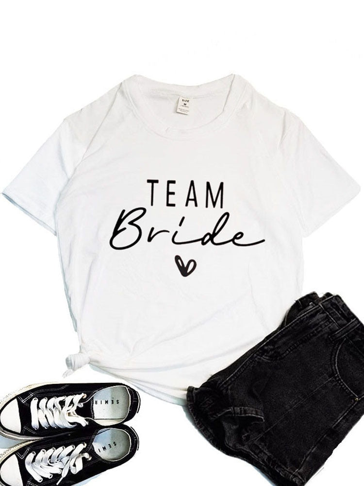 Team Bride Bachelorette Party Shower Hen Party Bridesmaid T-Shirt Girls Wedding Female Tops Tees
