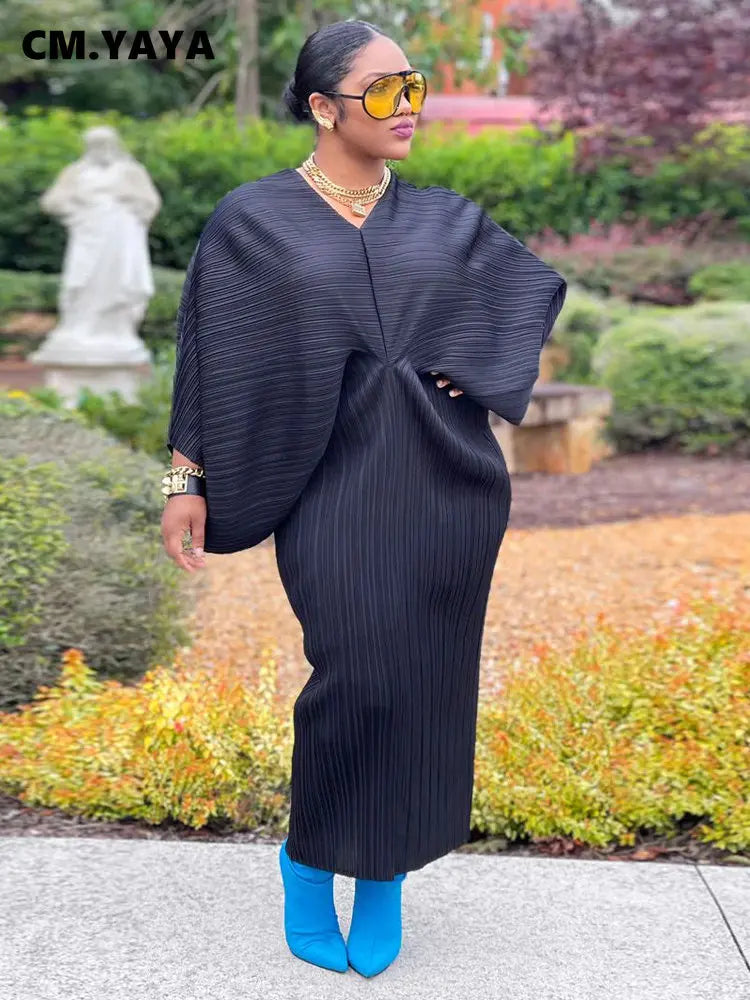 Women Pleated Batwing Ruched Dresses