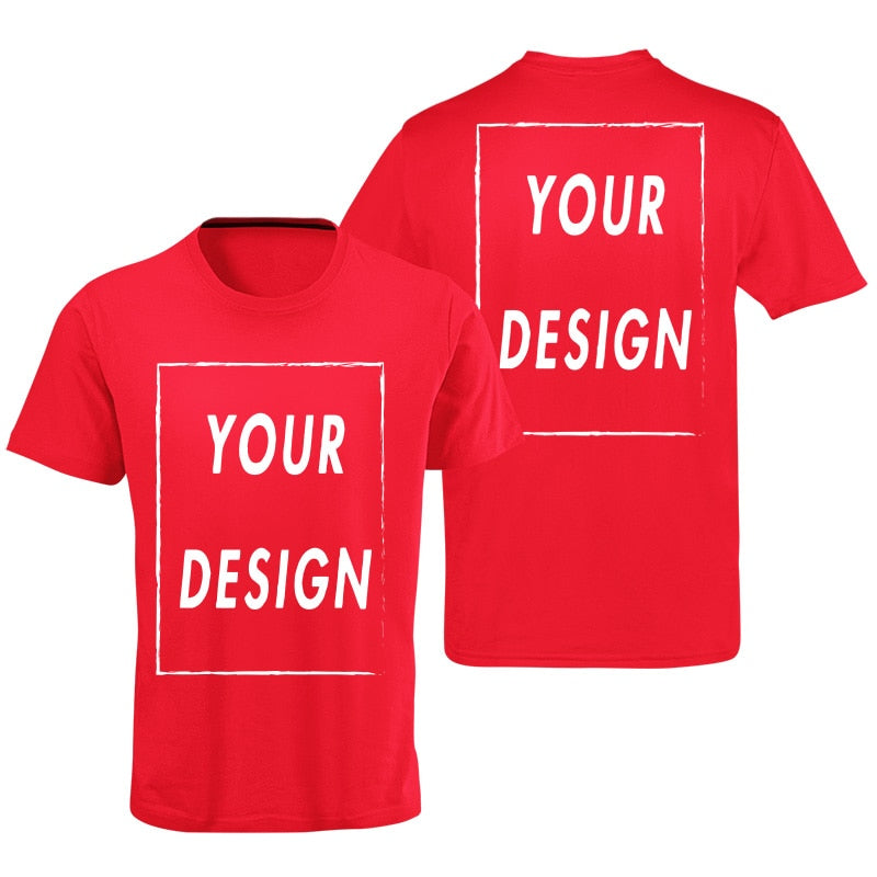 Custom Tshirt Front Back Print Professional Your Own Logo Text Photo Male Personalized Premium Gifts T-shirt EU Size 100% Cotton