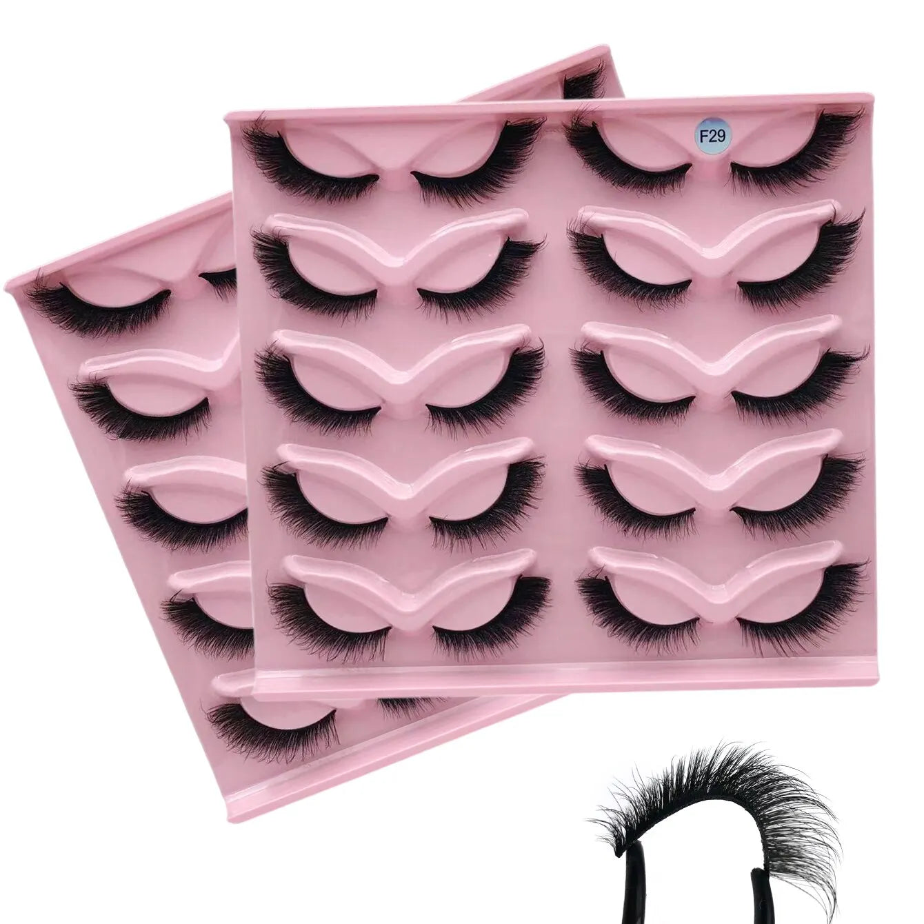 Ten Pairs of Slanted Cat-eye Thick False Eyelashes