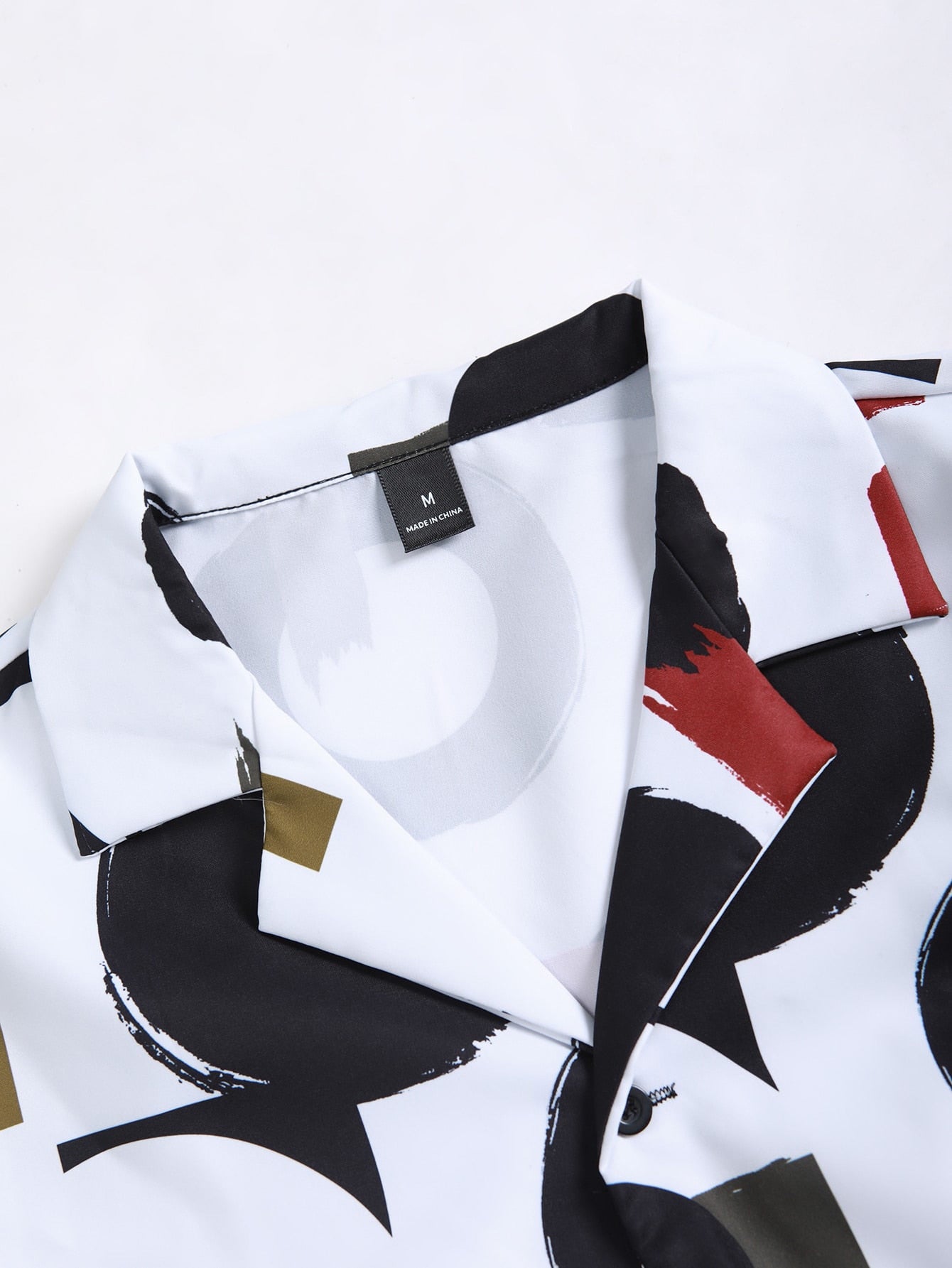 Men Random Circle and Brush Print Shirt & Drawstring Waist Shorts Without Tee