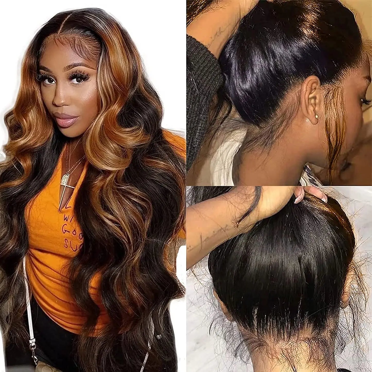 40 inch Colored Highlight Body Wave 13x6 Lace Front Human Hair Wigs