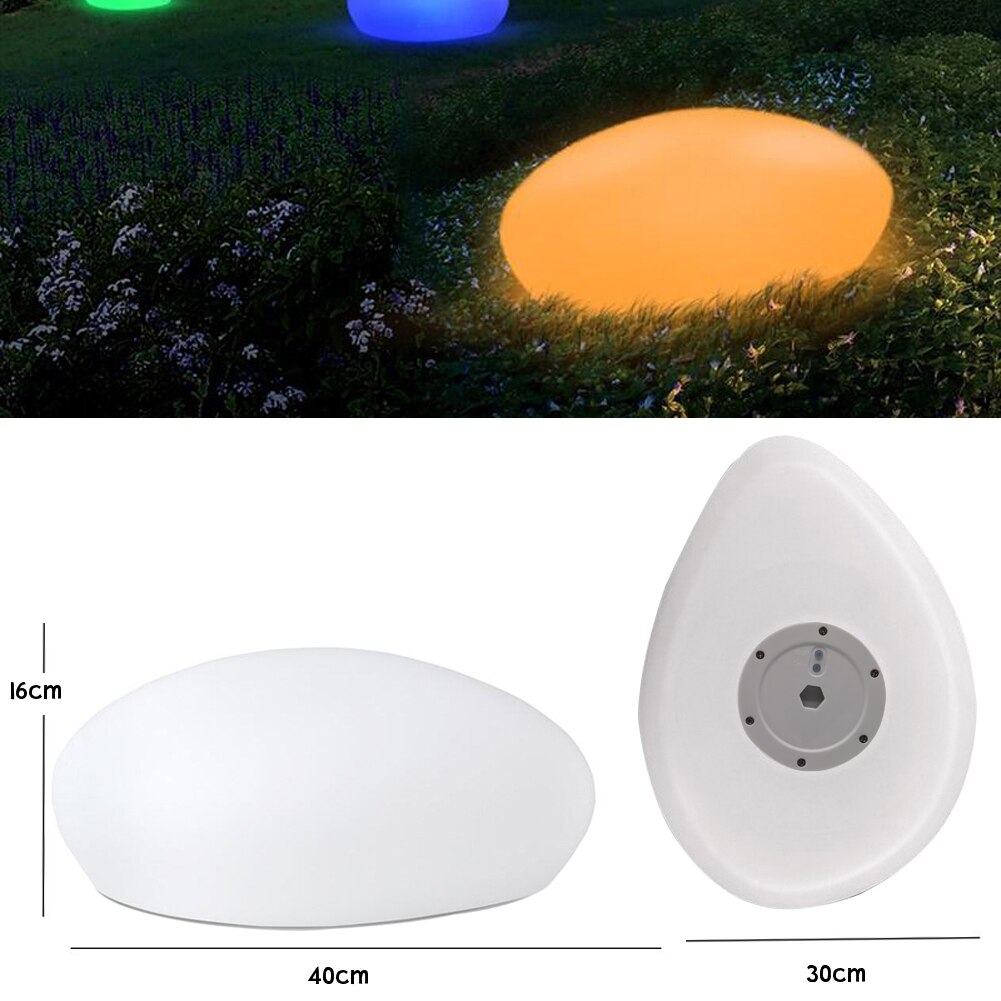 Solar Garden Lights, Glow Cobble Stone Shape Outdoor Solar Light Waterproof Color Changing Landscape Lights with Remote, 1 PCS