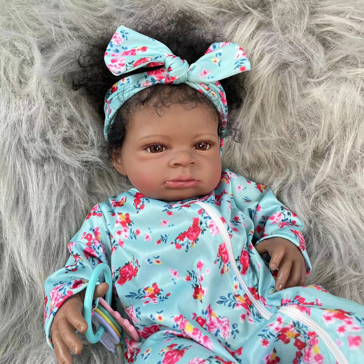 20 Inch African American Doll Black Skin Reborn Baby Newborn