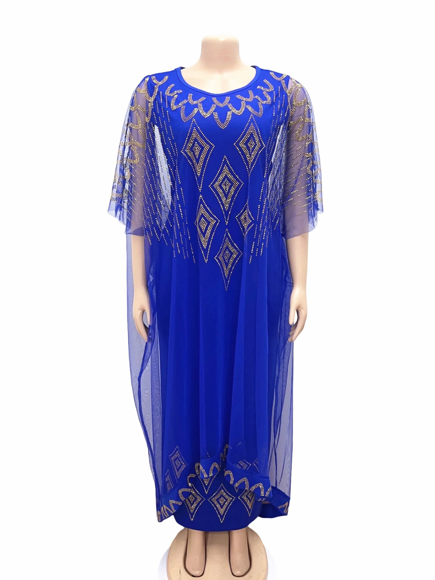 Two-Piece Dresses Women Mesh Caftan Abaya Robe Clothes