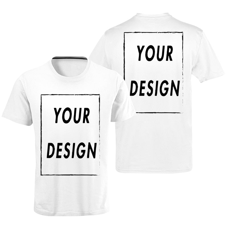Custom Tshirt Front Back Print Professional Your Own Logo Text Photo Male Personalized Premium Gifts T-shirt EU Size 100% Cotton