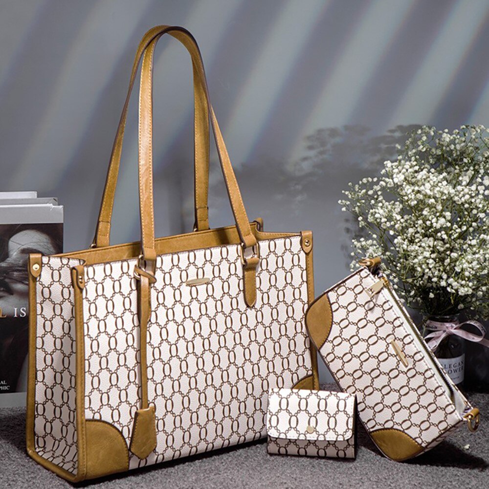 Fashion Three Piece Set Mother Bag Handheld Women's Bag One Shoulder Diagonal Straddle Bag Large Capacity