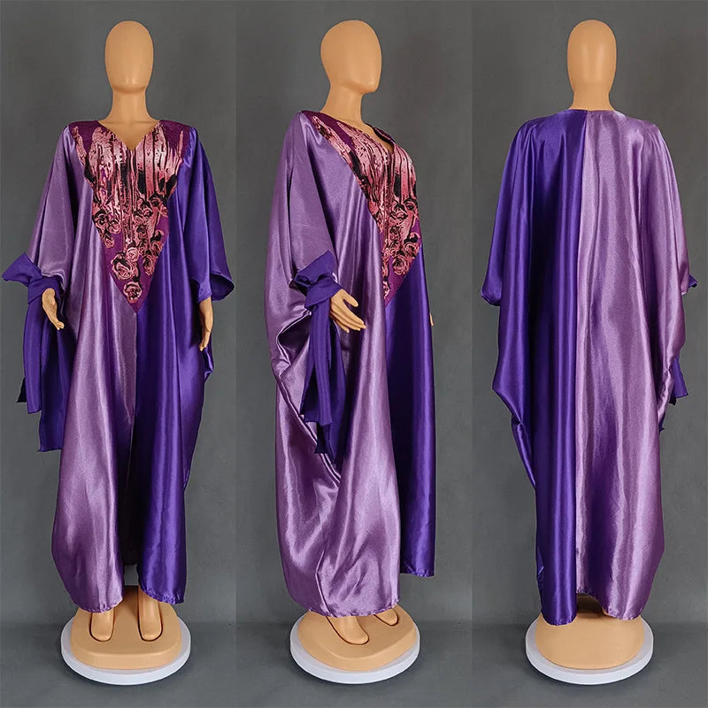 Abayas Women Dubai Fashion Dress Caftan Marocain Evening Party Satin Boubou