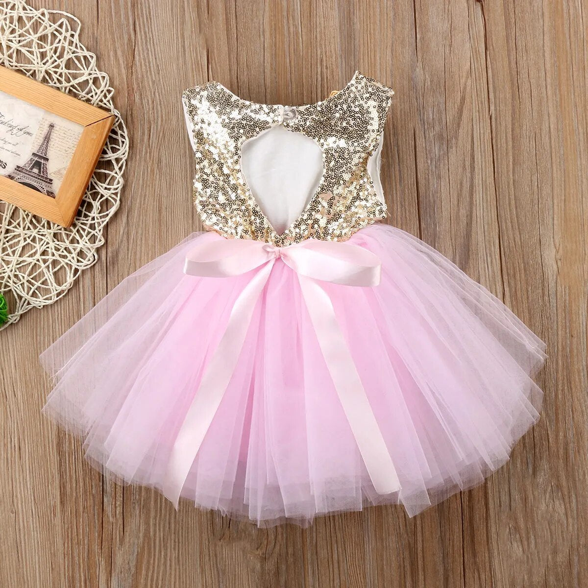 Toddler Girl Birthday Tulle Princess Pink Dress Baby Bowknot Dresses