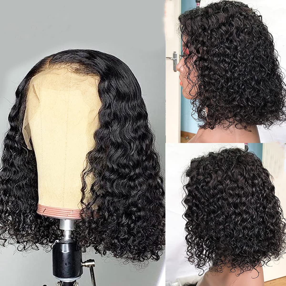 Peruvian Water Wave Human Hair Bob Wigs