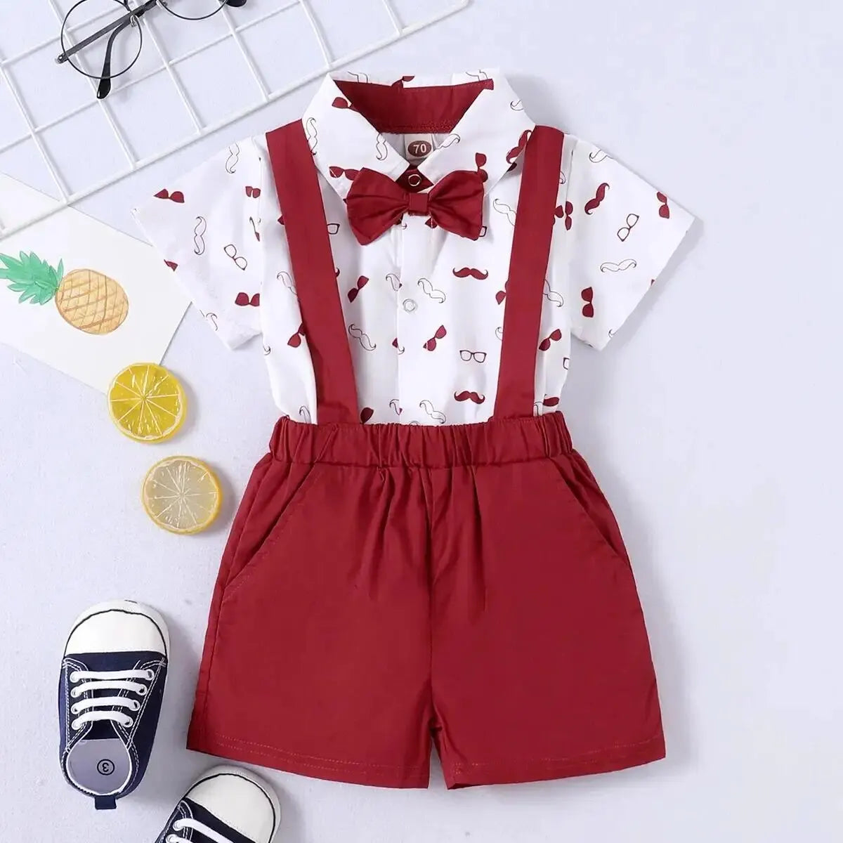 Baby Boys Short Sleeve Bodysuit with Bow