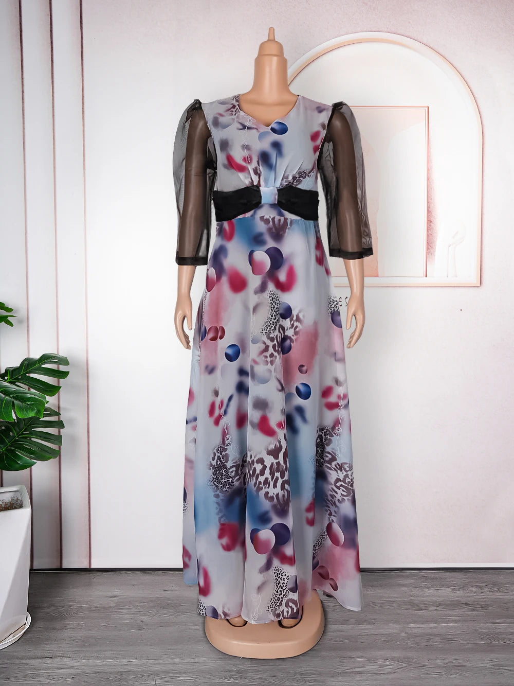 Plus Size African Party Dresses for Women 2024 New Fashion Dashiki Ankara Print Wedding Gowns Elegant Turkey Muslim Maxi Dress
