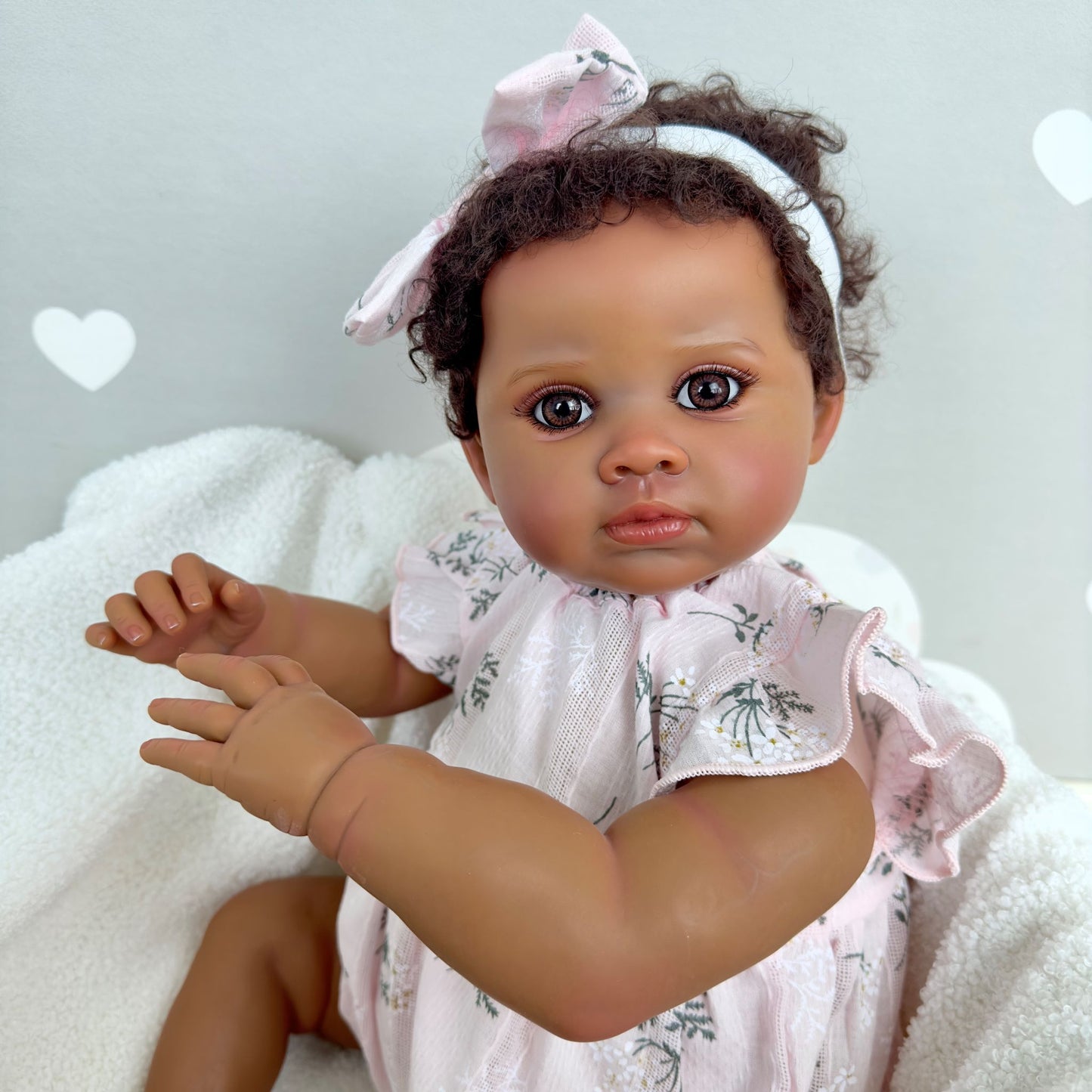 Dark Brown Skin Reborn Toddler Baby Doll - Sabina