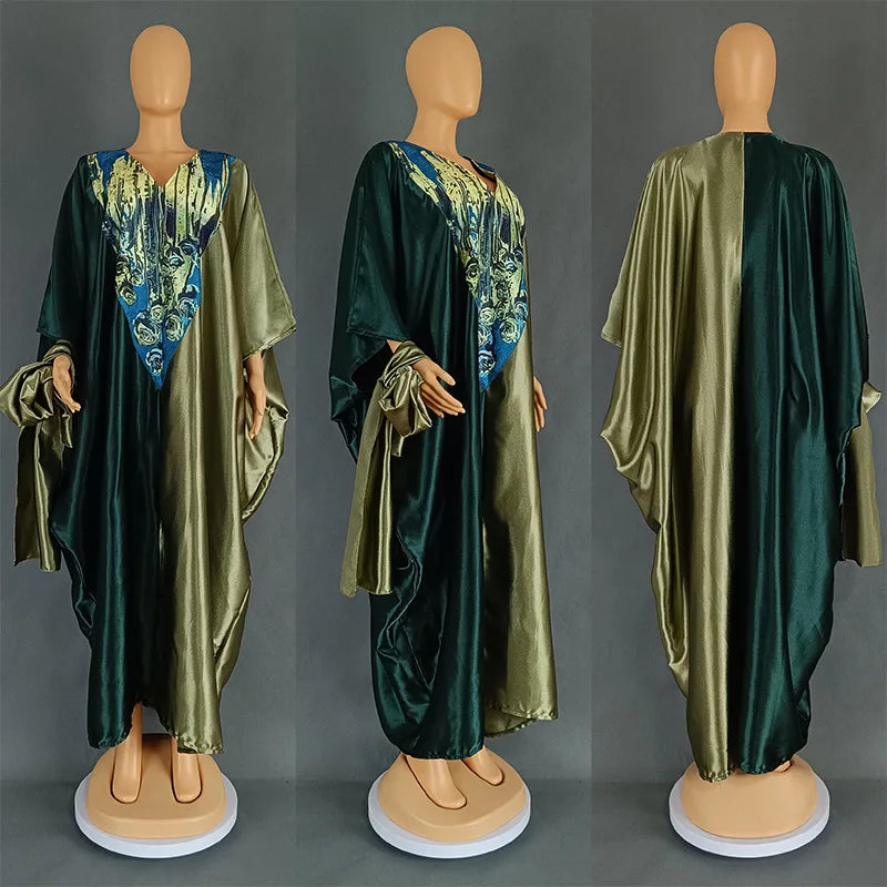 Abayas Women Dubai Fashion Dress Caftan Marocain Evening Party Satin Boubou