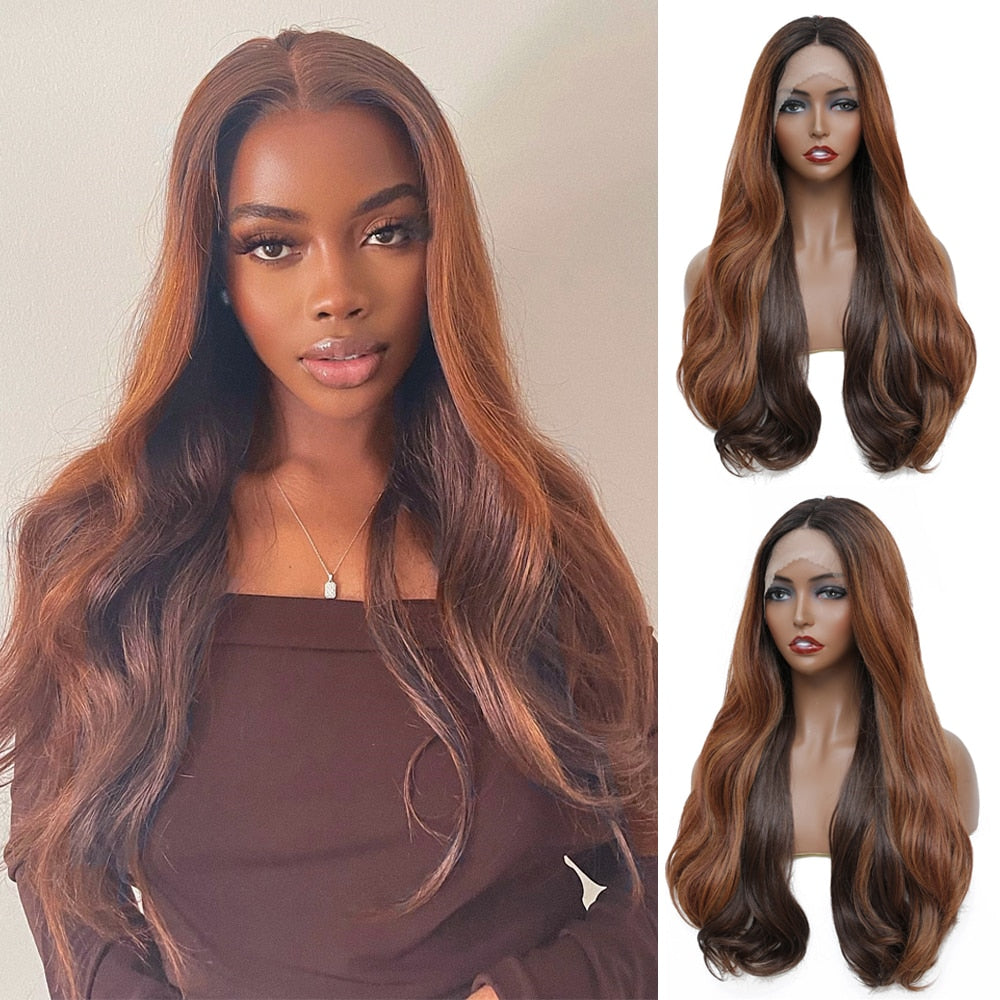 Synthetic Lace Front Wig with Baby Hair 18 Inch Medium Body Wavy