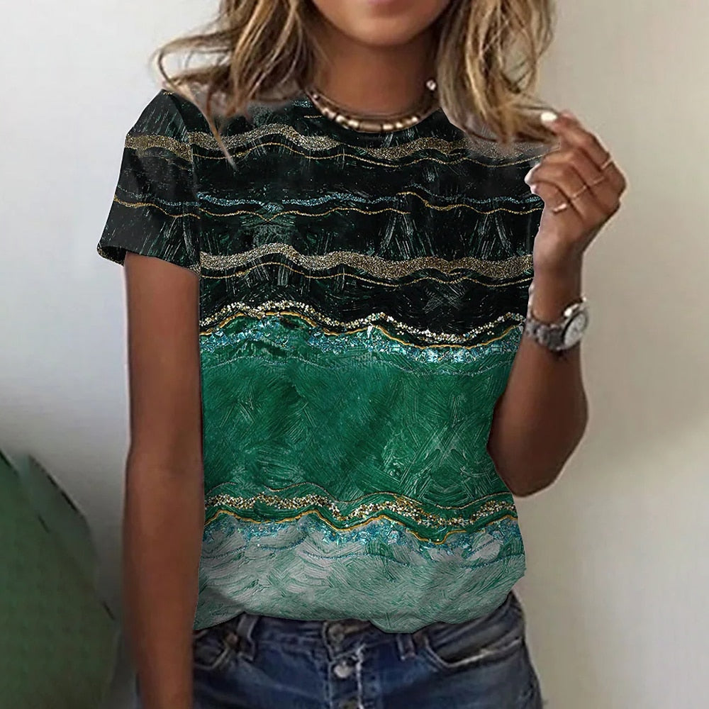 T-shirt O Neck Leopard Print Short Sleeve Clothing Streetwear Hip-Hop Top Vintage Sexy Pullover T Shirt Girls