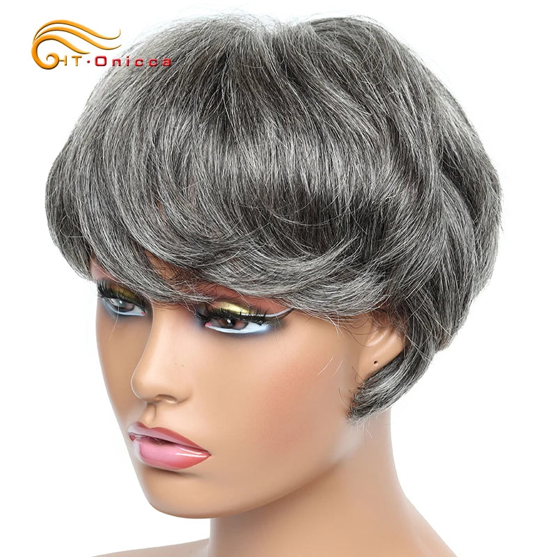 Cheap Human Hair Wigs Short Bob Pixie Cut Wig Human Hair For Women perruque cheveux humain Brazilian Hair Colored Wig With Bangs