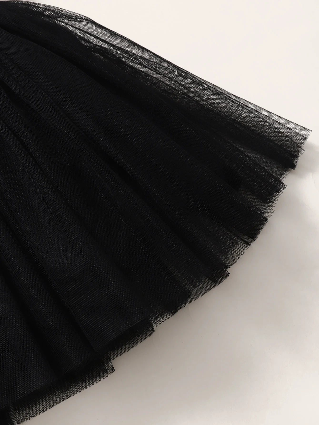 Kid Boyclothing Bow Strap Dots Tops Black Chiffon Puffy Skirt Summer Party Fashion Set Suitable for Female Babies Aged 1-6 Years