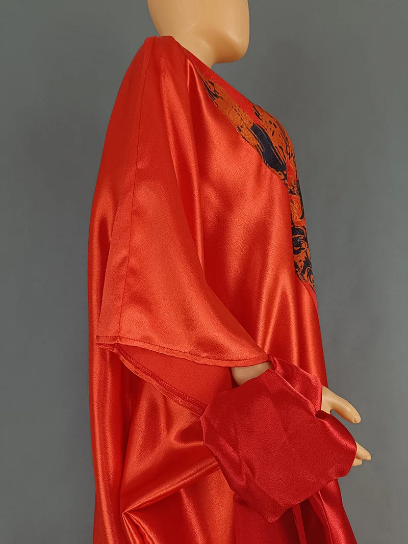 Abayas Women Dubai Fashion Dress Caftan Marocain Evening Party Satin Boubou