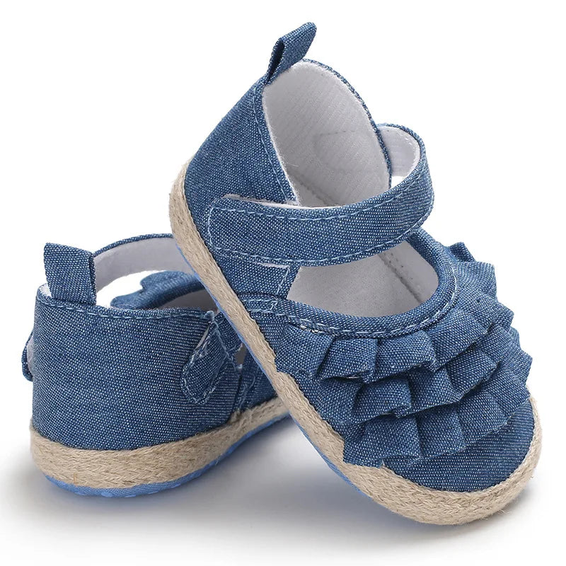 Baby Girls Shoes Spring Autumn Flat Soft Sole Anti-Slip Toddler First Walking Crib Shoe for 0-18 Months