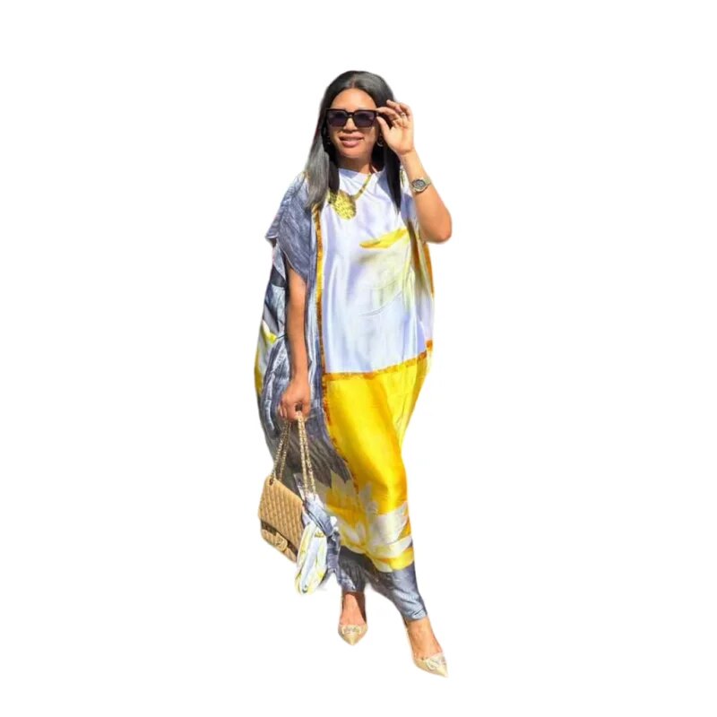 Fashion dresses Bazin Print Dashiki Women Long Dress One Size