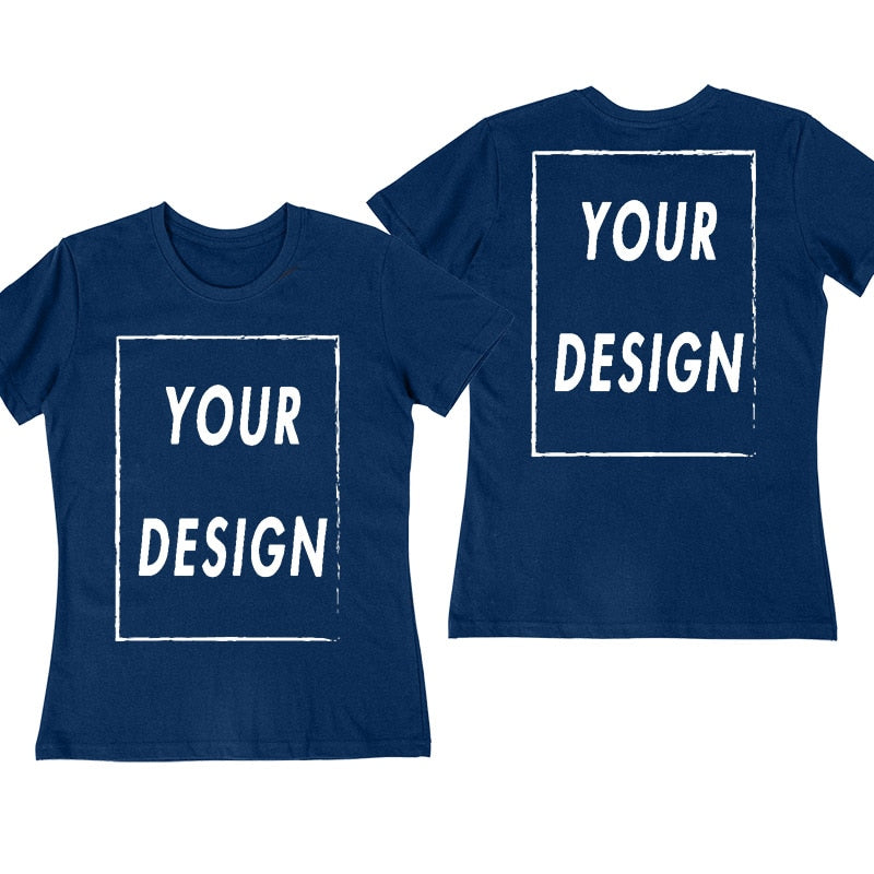 Custom Tshirt Front Back Print Professional Your Own Logo Text Photo Male Personalized Premium Gifts T-shirt EU Size 100% Cotton