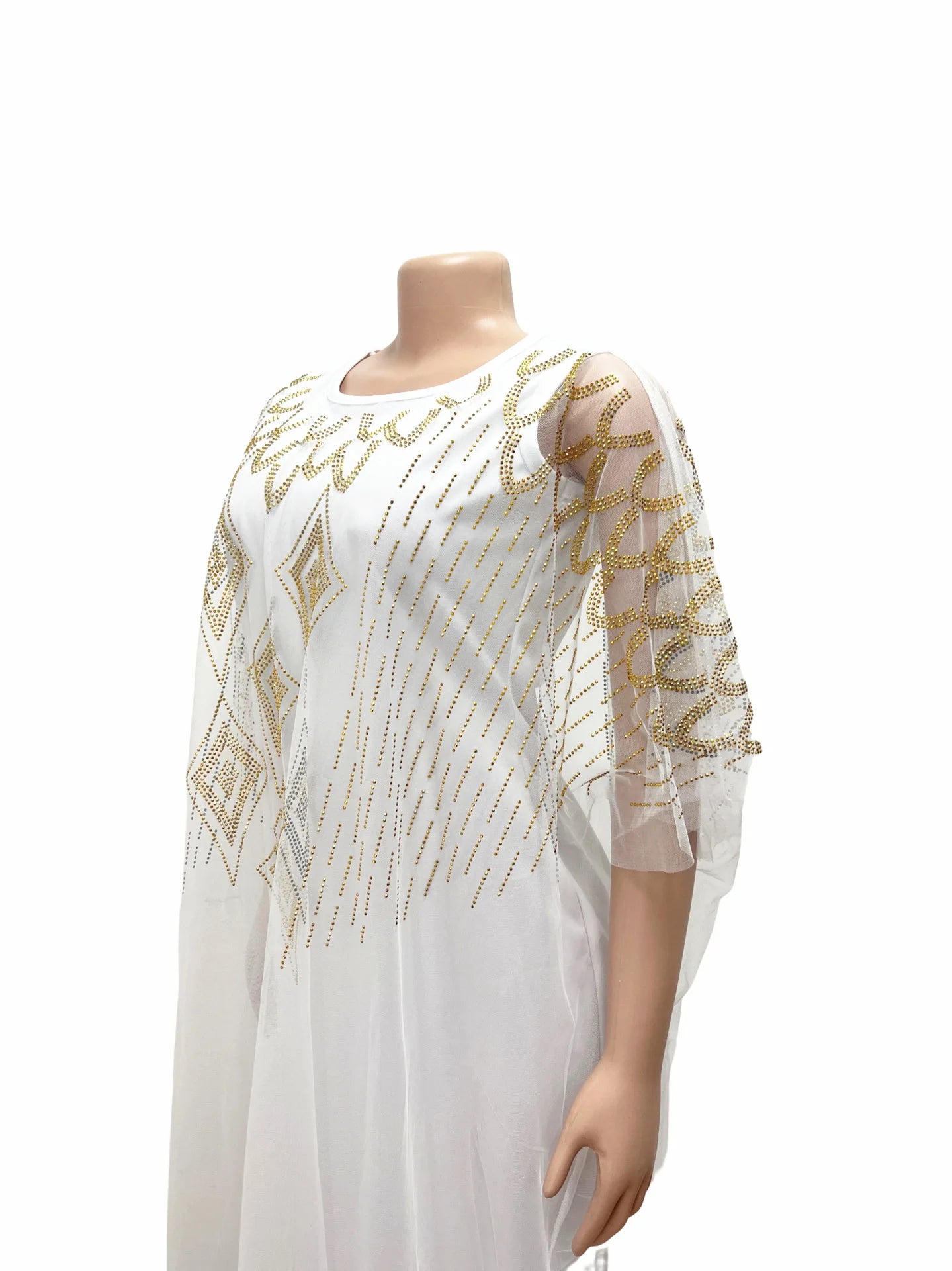 Two-Piece Dresses Women Mesh Caftan Abaya Robe Clothes