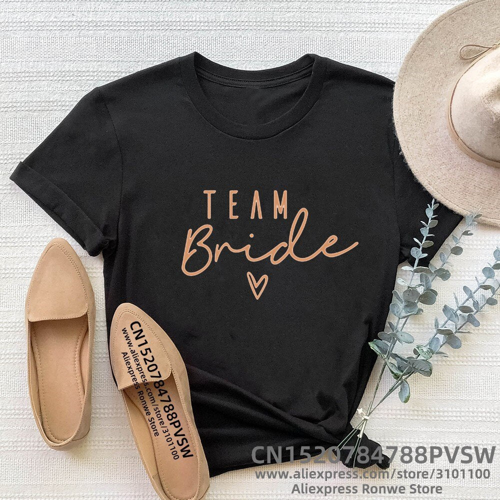 Gold Team Bride Letter Funny Women T shirt Bride To Be Squad Bachelorette Hen Party Bridesmaid Wedding Tops Tee