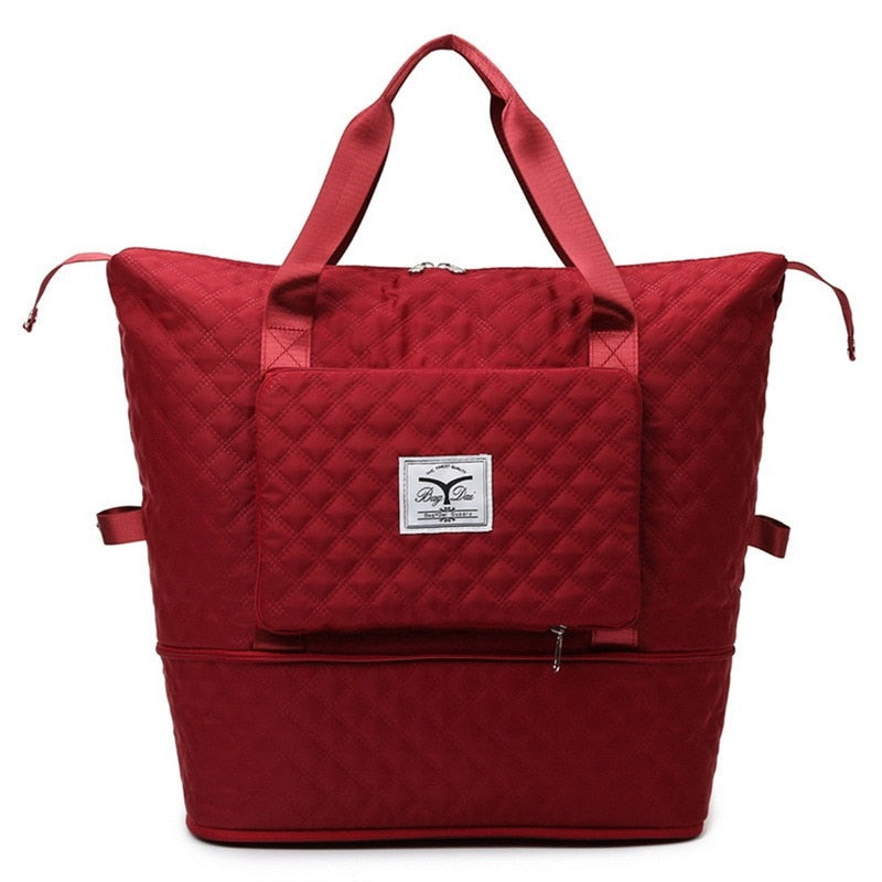 Foldable Travel Bag Wet Dry Separation Waterproof Handbag Lingge Large Capacity Solid Tote Bag Women Gym Yoga Shoulder Bags