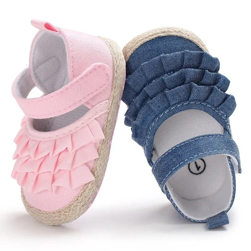 Baby Girls Shoes Spring Autumn Flat Soft Sole Anti-Slip Toddler First Walking Crib Shoe for 0-18 Months