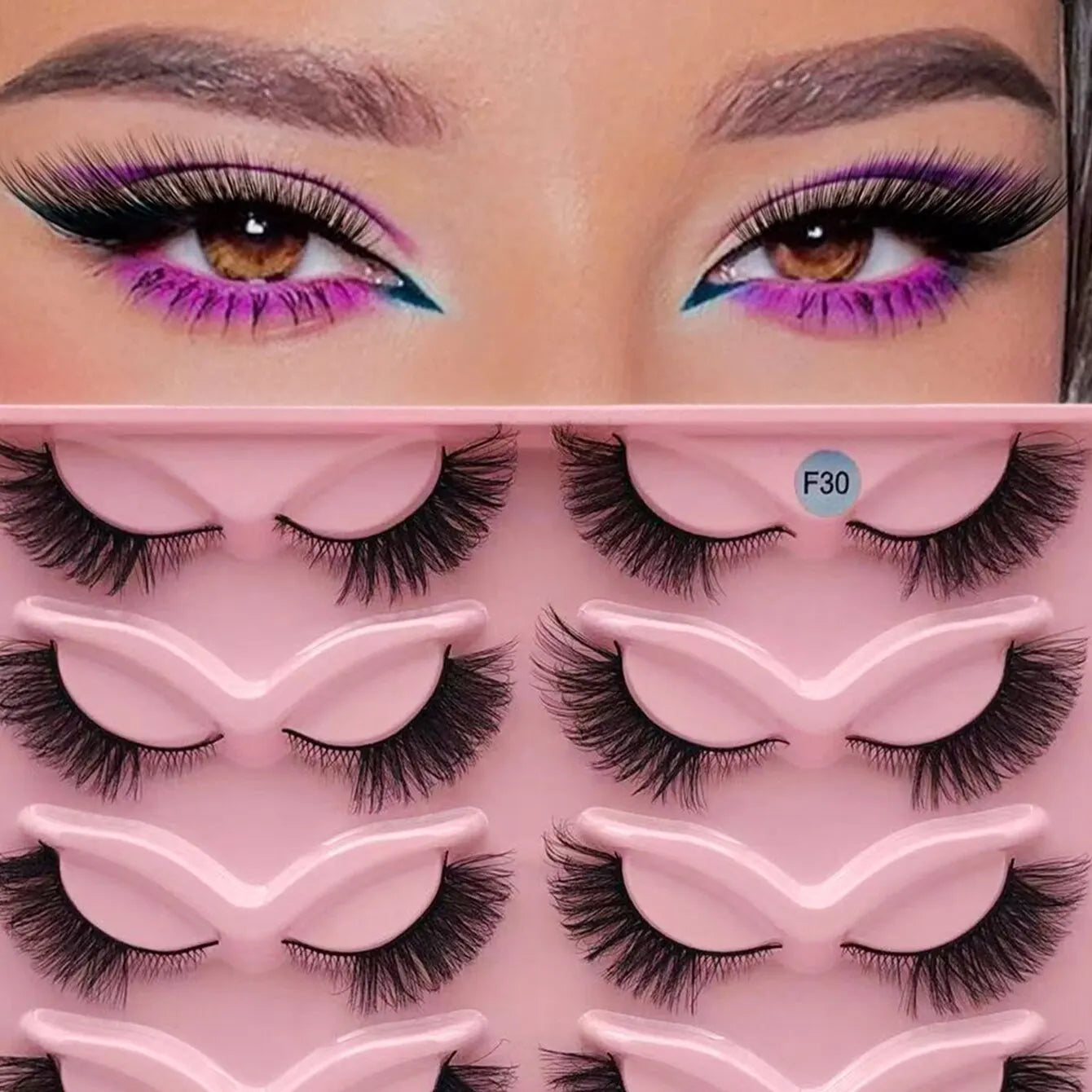 Ten Pairs of Slanted Cat-eye Thick False Eyelashes